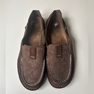 Ariat cruiser slip-on shoes in brown floral embossed